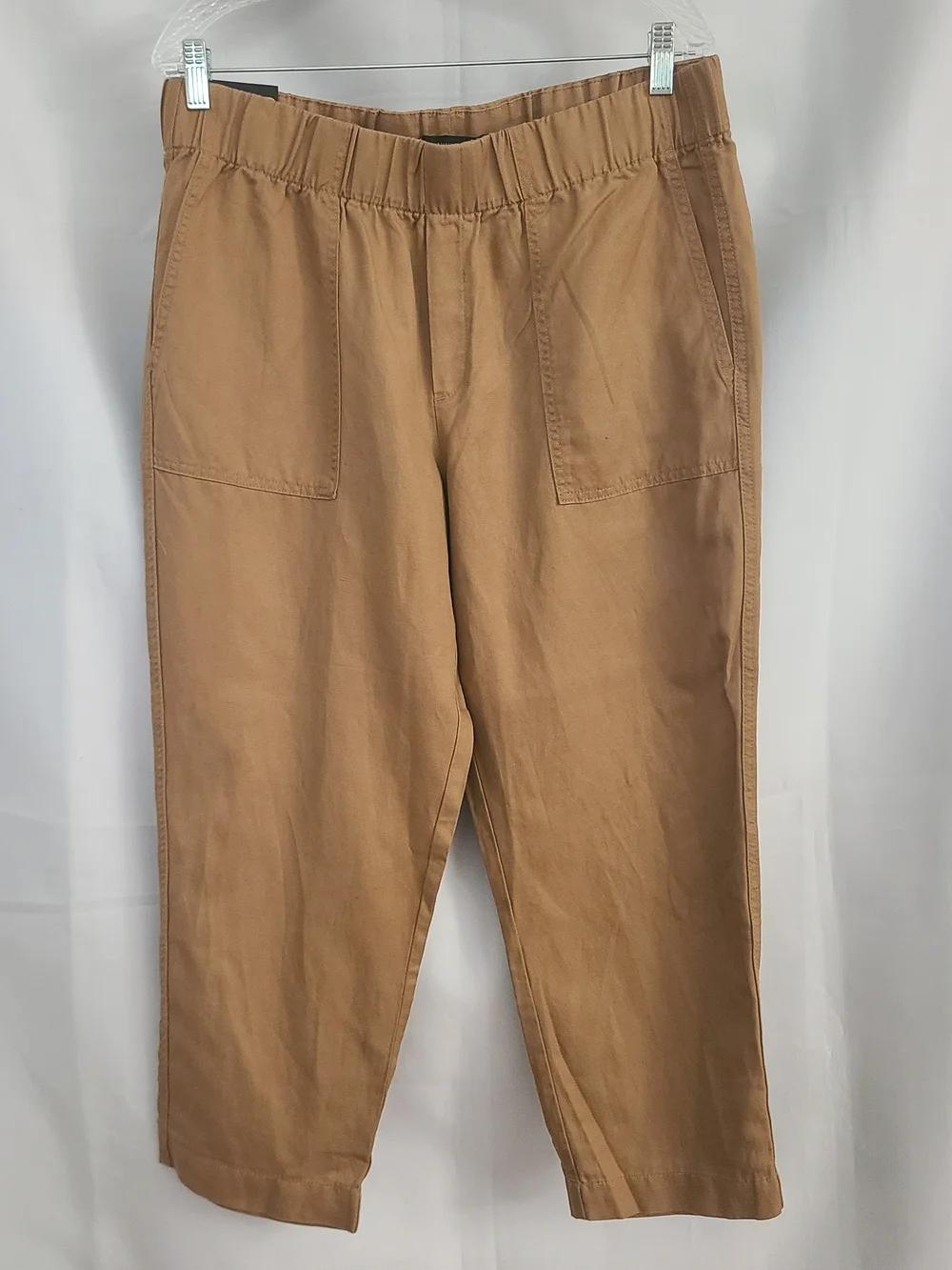 NWT Banana Republic Sz L Brown Pull On Elastic Waist Casual Cropped Tapered Pant